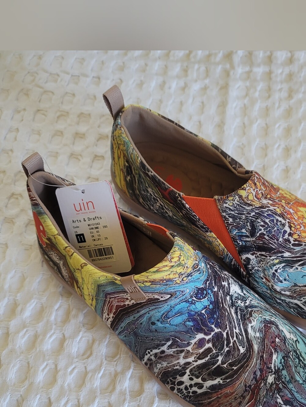 NWT UIN Arts & Drafts Canvas Slip On Loafers Colorful Abstract Men's Size 11